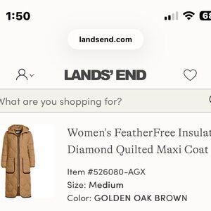 Landsend Women's FeatherFree Insulated
Diamond Quilted Maxi Coat